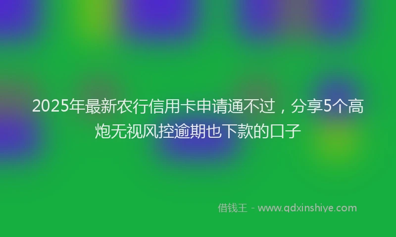 2025年最新农行信用卡申请通不过，分享5个高炮无视风控逾期也下款的口子