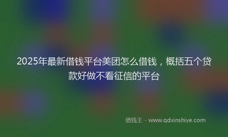 2025年最新借钱平台美团怎么借钱，概括五个贷款好做不看征信的平台