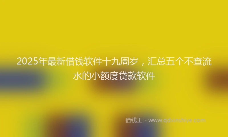 2025年最新借钱软件十九周岁，汇总五个不查流水的小额度贷款软件