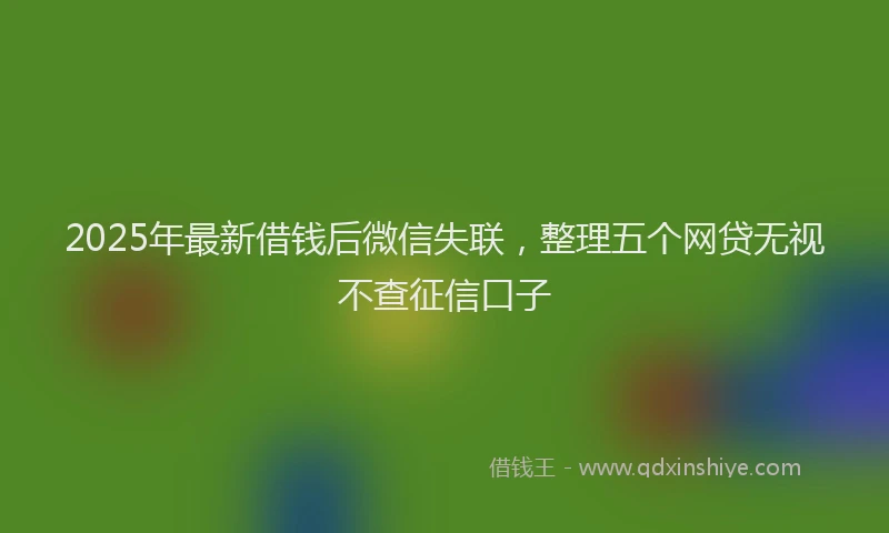 2025年最新借钱后微信失联，整理五个网贷无视不查征信口子