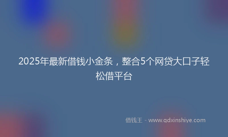 2025年最新借钱小金条，整合5个网贷大口子轻松借平台