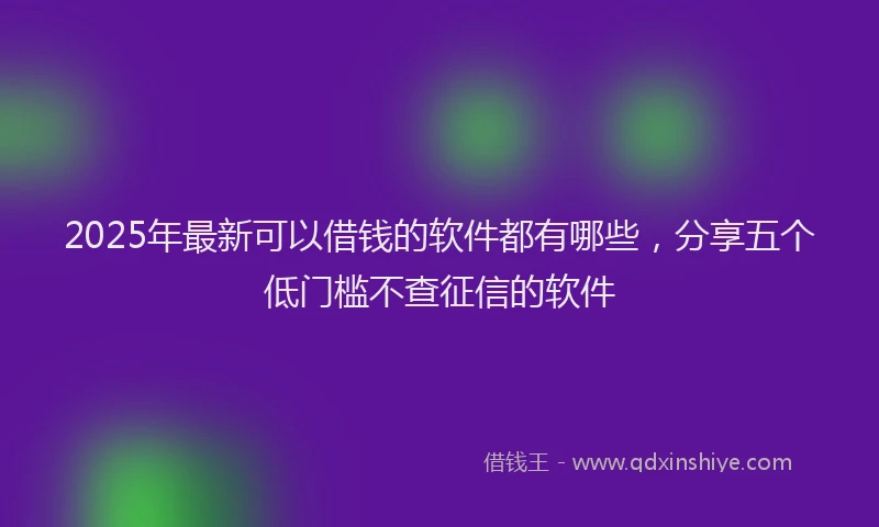 2025年最新可以借钱的软件都有哪些，分享五个低门槛不查征信的软件