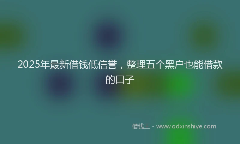 2025年最新借钱低信誉，整理五个黑户也能借款的口子