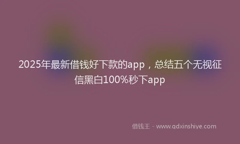2025年最新借钱好下款的app，总结五个无视征信黑白100%秒下app