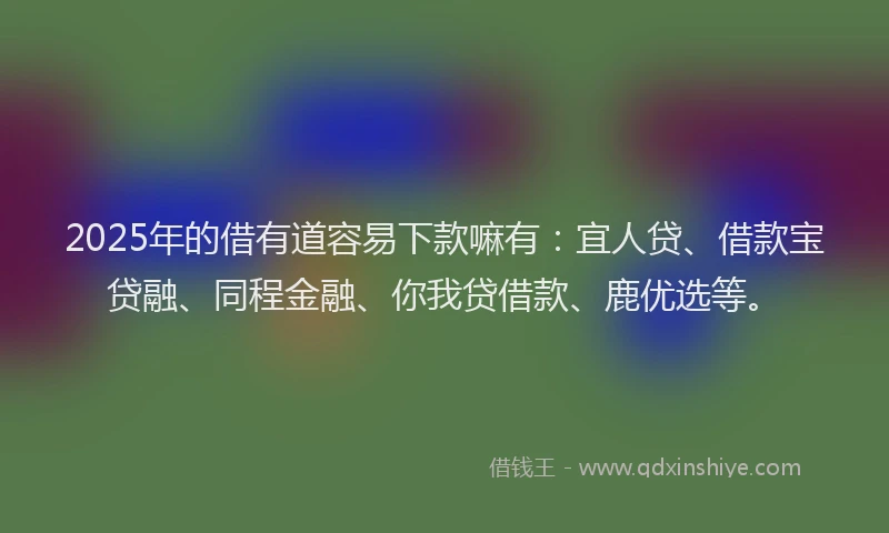 2025年的借有道容易下款嘛有：宜人贷、借款宝贷融、同程金融、你我贷借款、鹿优选等。