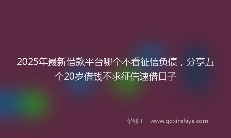 2025年最新借款平台哪个不看征信负债，分享五个20岁借钱不求征信速借口子