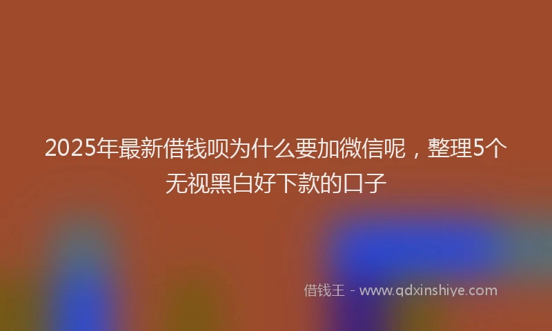 2025年最新借钱呗为什么要加微信呢，整理5个无视黑白好下款的口子