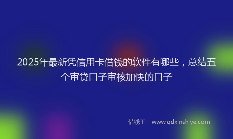 2025年最新凭信用卡借钱的软件有哪些，总结五个审贷口子审核加快的口子