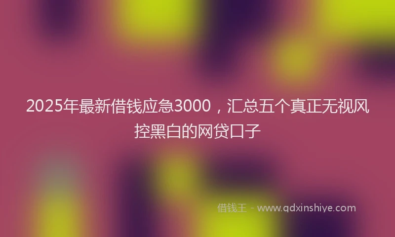 2025年最新借钱应急3000，汇总五个真正无视风控黑白的网贷口子