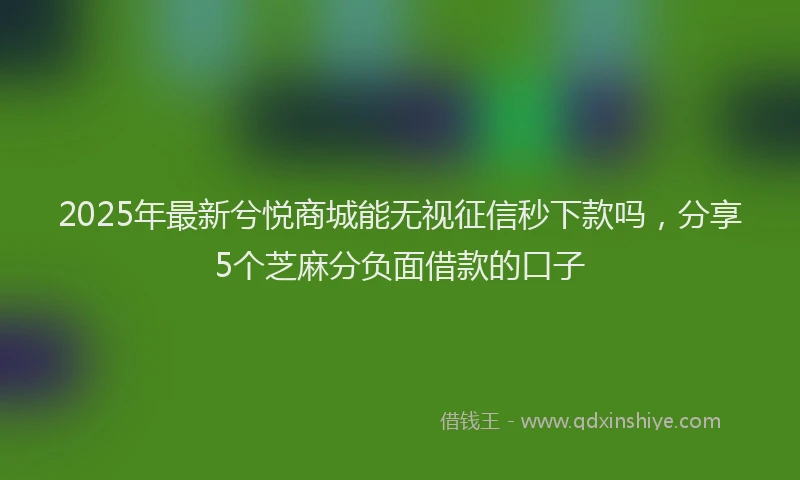 2025年最新兮悦商城能无视征信秒下款吗，分享5个芝麻分负面借款的口子