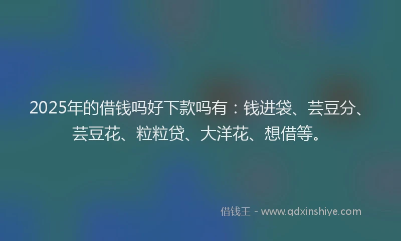 2025年的借钱吗好下款吗有：钱进袋、芸豆分、芸豆花、粒粒贷、大洋花、想借等。