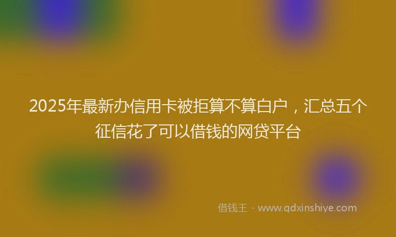 2025年最新办信用卡被拒算不算白户，汇总五个征信花了可以借钱的网贷平台