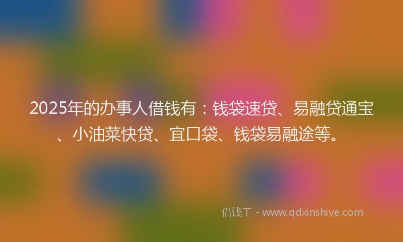 2025年的办事人借钱有：钱袋速贷、易融贷通宝、小油菜快贷、宜口袋、钱袋易融途等。