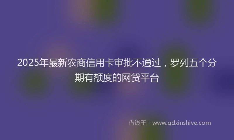 2025年最新农商信用卡审批不通过，罗列五个分期有额度的网贷平台