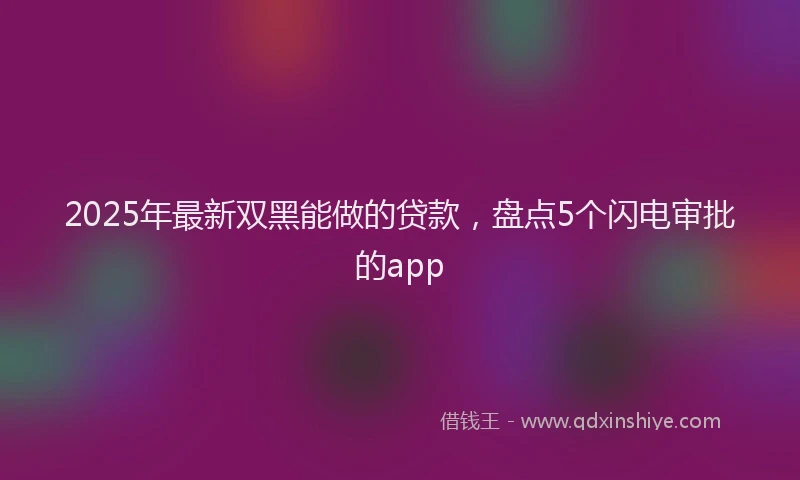 2025年最新双黑能做的贷款，盘点5个闪电审批的app