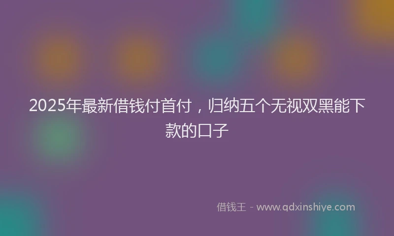 2025年最新借钱付首付，归纳五个无视双黑能下款的口子