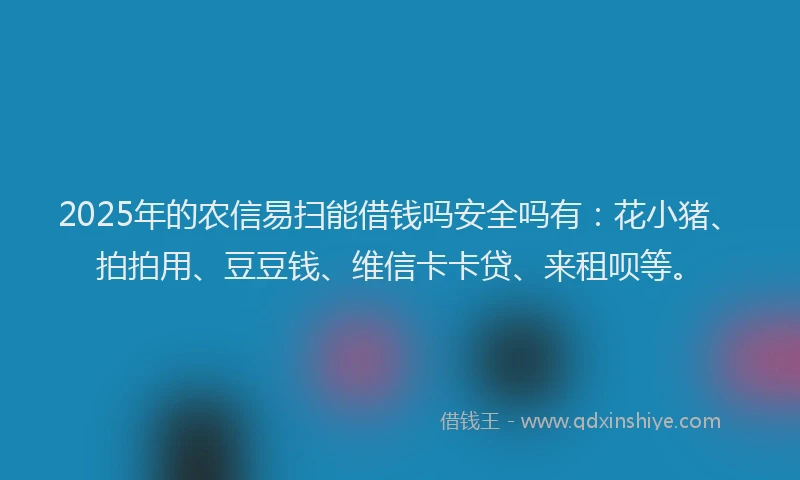 2025年的农信易扫能借钱吗安全吗有：花小猪、拍拍用、豆豆钱、维信卡卡贷、来租呗等。
