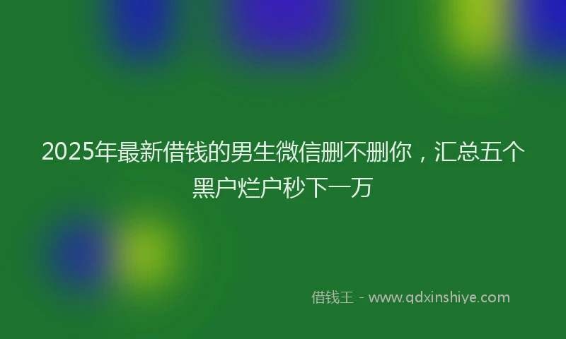 2025年最新借钱的男生微信删不删你，汇总五个黑户烂户秒下一万