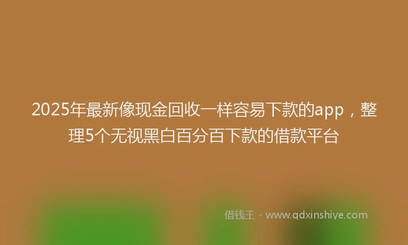 2025年最新像现金回收一样容易下款的app，整理5个无视黑白百分百下款的借款平台