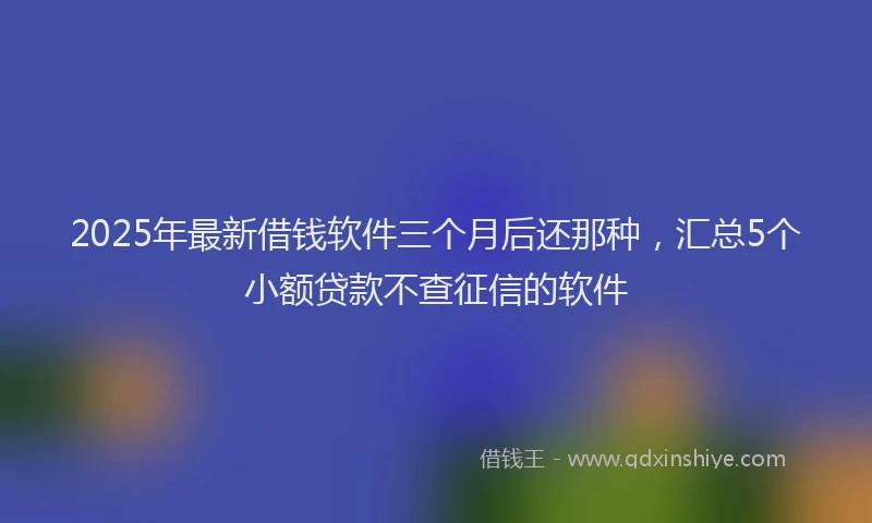 2025年最新借钱软件三个月后还那种，汇总5个小额贷款不查征信的软件