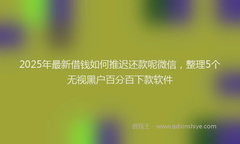 2025年最新借钱如何推迟还款呢微信，整理5个无视黑户百分百下款软件
