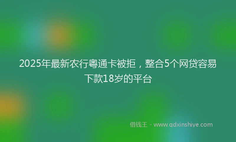 2025年最新农行粤通卡被拒，整合5个网贷容易下款18岁的平台