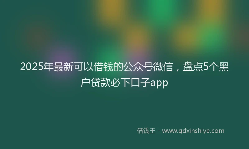 2025年最新可以借钱的公众号微信，盘点5个黑户贷款必下口子app