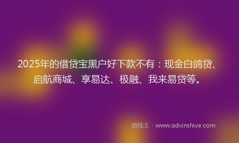 2025年的借贷宝黑户好下款不有：现金白鸽贷、启航商城、享易达、极融、我来易贷等。