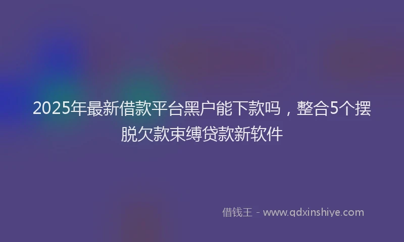 2025年最新借款平台黑户能下款吗，整合5个摆脱欠款束缚贷款新软件