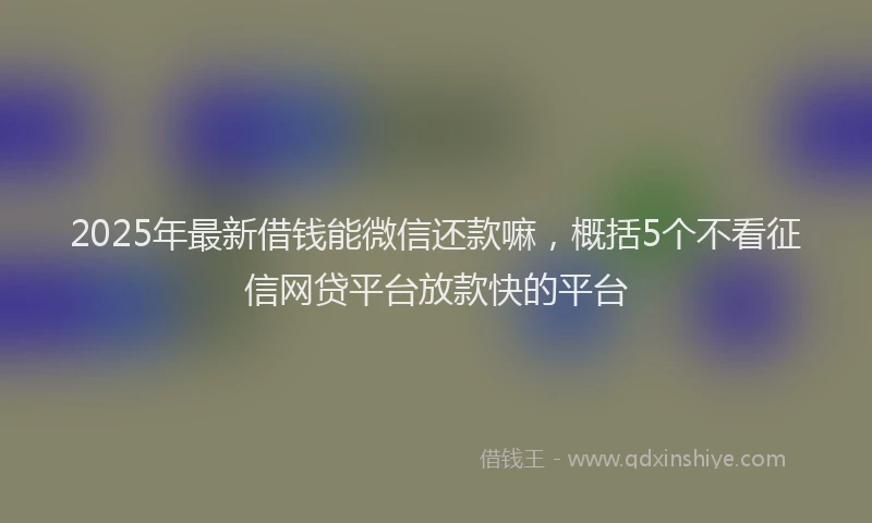 2025年最新借钱能微信还款嘛，概括5个不看征信网贷平台放款快的平台