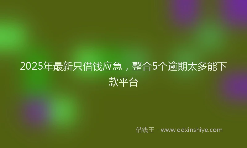 2025年最新只借钱应急，整合5个逾期太多能下款平台