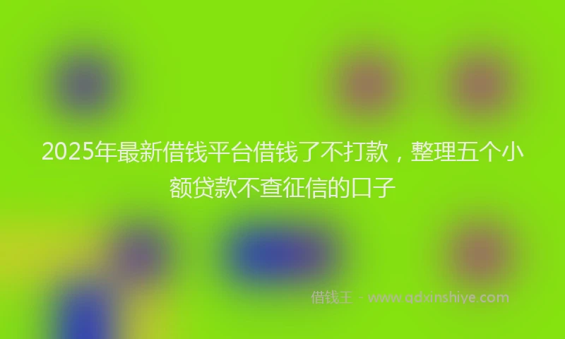 2025年最新借钱平台借钱了不打款，整理五个小额贷款不查征信的口子