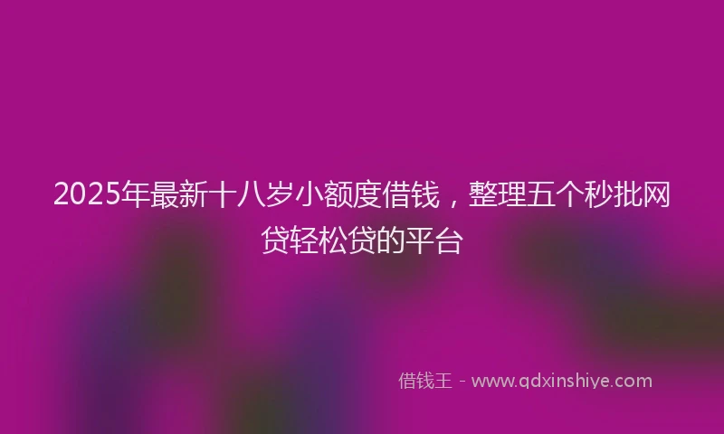 2025年最新十八岁小额度借钱，整理五个秒批网贷轻松贷的平台