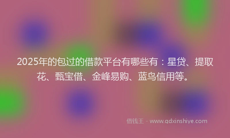 2025年的包过的借款平台有哪些有：星贷、提取花、甄宝借、金峰易购、蓝鸟信用等。