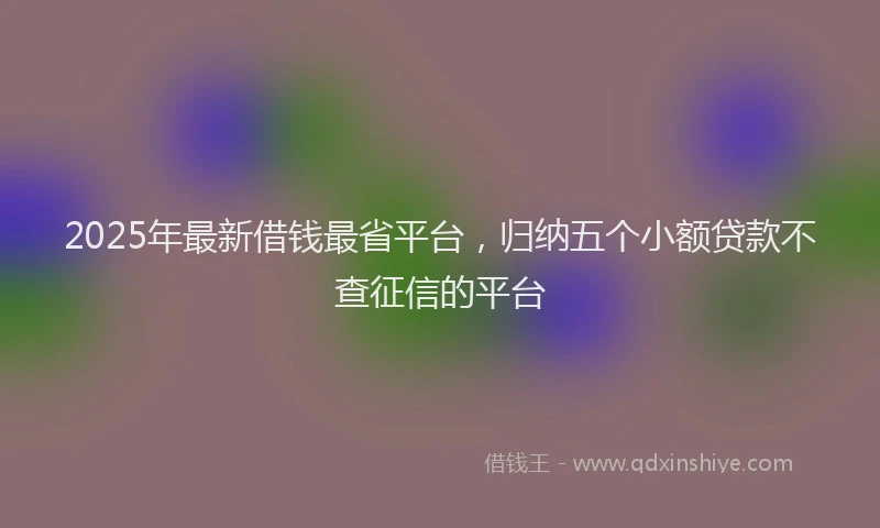 2025年最新借钱最省平台，归纳五个小额贷款不查征信的平台