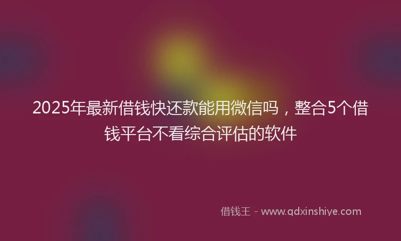 2025年最新借钱快还款能用微信吗，整合5个借钱平台不看综合评估的软件