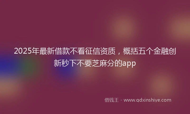 2025年最新借款不看征信资质，概括五个金融创新秒下不要芝麻分的app