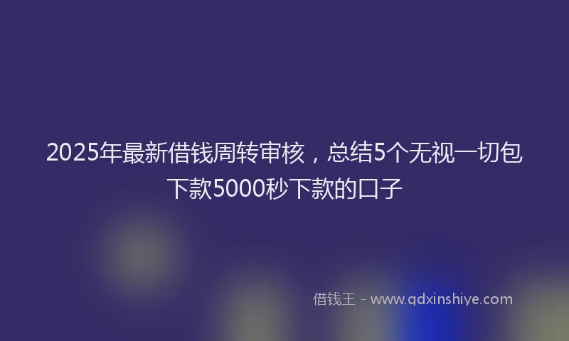 2025年最新借钱周转审核，总结5个无视一切包下款5000秒下款的口子
