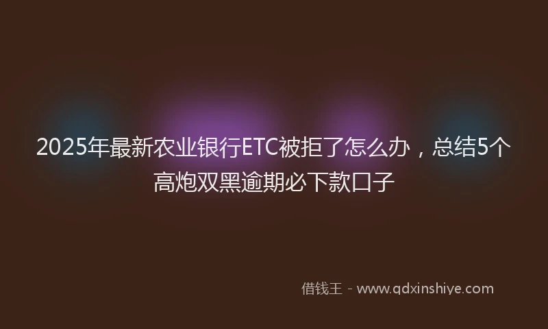 2025年最新农业银行ETC被拒了怎么办，总结5个高炮双黑逾期必下款口子