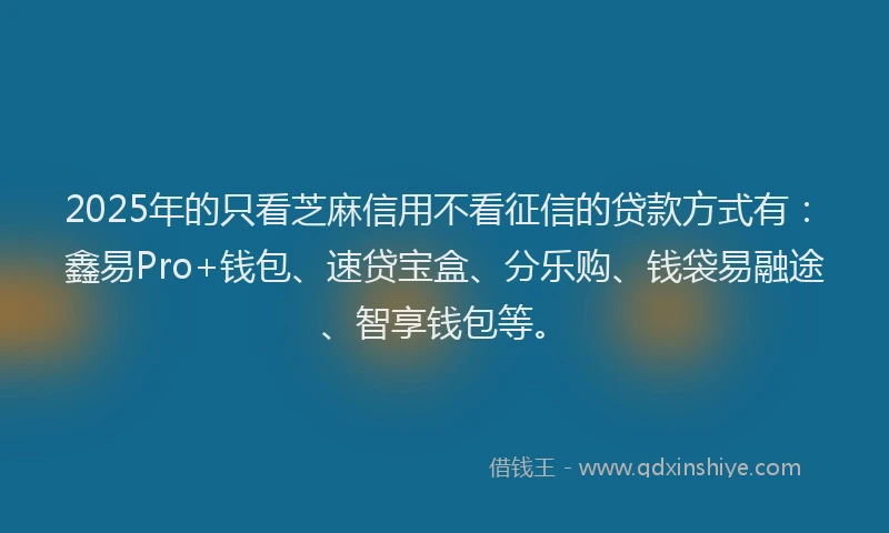 2025年的只看芝麻信用不看征信的贷款方式有：鑫易Pro+钱包、速贷宝盒、分乐购、钱袋易融途、智享钱包等。