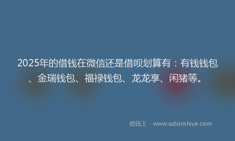 2025年的借钱在微信还是借呗划算有：有钱钱包、金瑞钱包、福禄钱包、龙龙享、闲猪等。