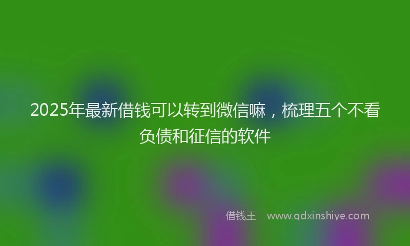 2025年最新借钱可以转到微信嘛，梳理五个不看负债和征信的软件