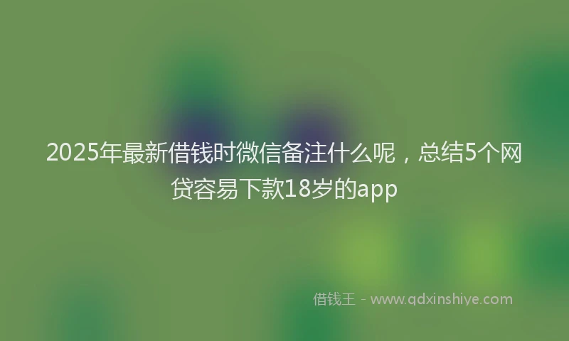 2025年最新借钱时微信备注什么呢，总结5个网贷容易下款18岁的app