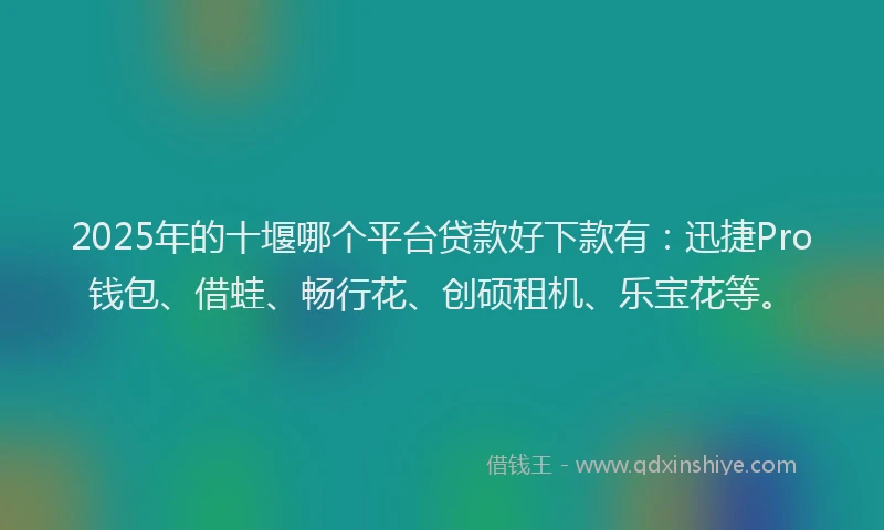 2025年的十堰哪个平台贷款好下款有：迅捷Pro钱包、借蛙、畅行花、创硕租机、乐宝花等。