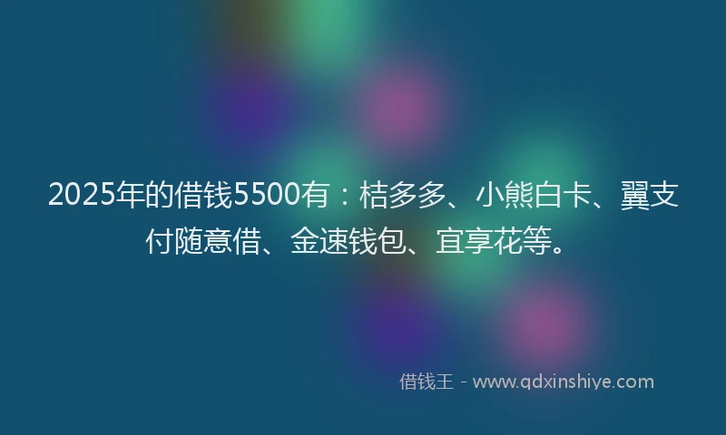 2025年的借钱5500有：桔多多、小熊白卡、翼支付随意借、金速钱包、宜享花等。