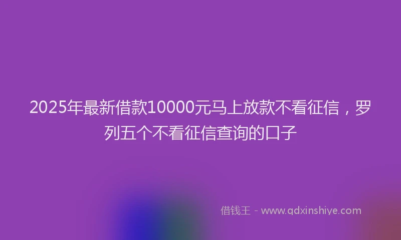 2025年最新借款10000元马上放款不看征信，罗列五个不看征信查询的口子