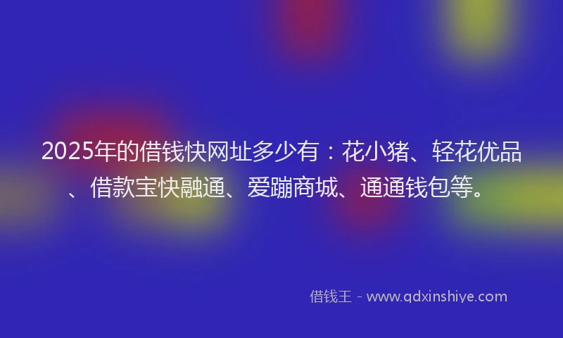 2025年的借钱快网址多少有：花小猪、轻花优品、借款宝快融通、爱蹦商城、通通钱包等。