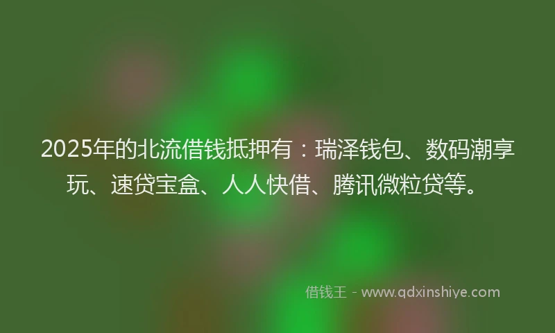 2025年的北流借钱抵押有：瑞泽钱包、数码潮享玩、速贷宝盒、人人快借、腾讯微粒贷等。