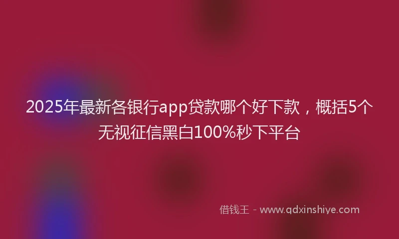 2025年最新各银行app贷款哪个好下款，概括5个无视征信黑白100%秒下平台