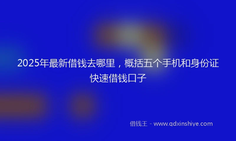2025年最新借钱去哪里，概括五个手机和身份证快速借钱口子